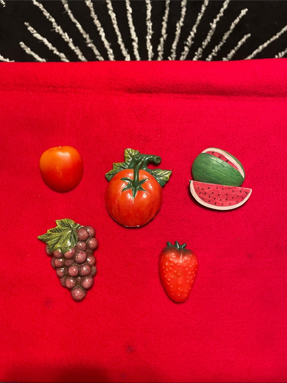 Vintage Lot of 5 Fruit Refrigerator Magnets